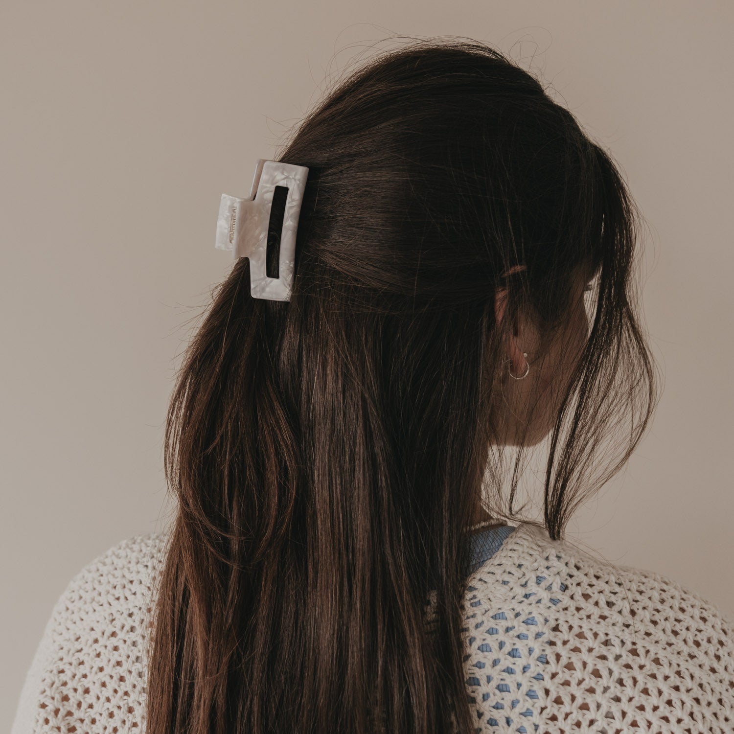 Haarspange eckig groß Pearl