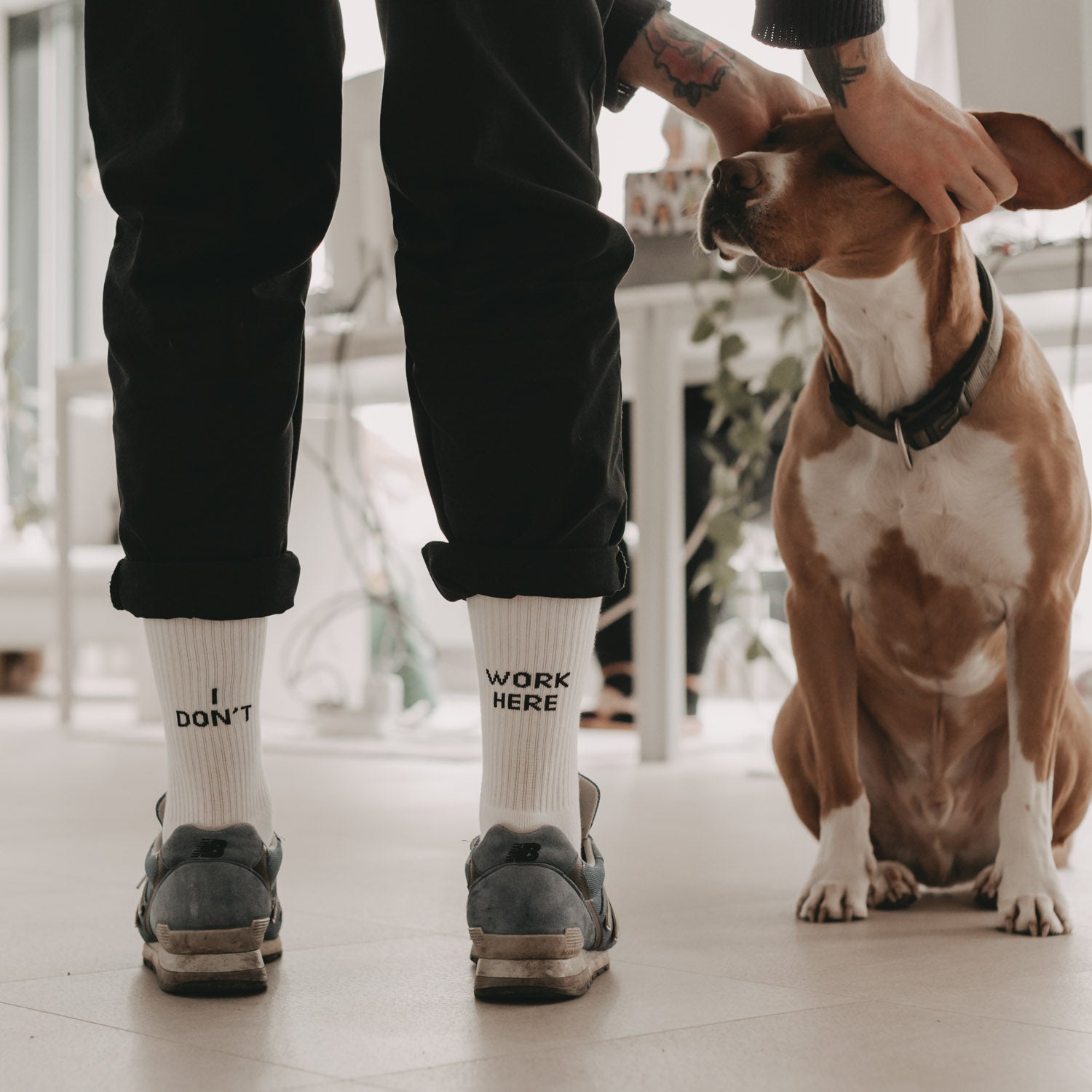 Socken weiß I don't work here