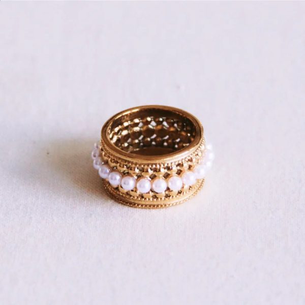 Bazou - Statement-Ring mit Miniperlen