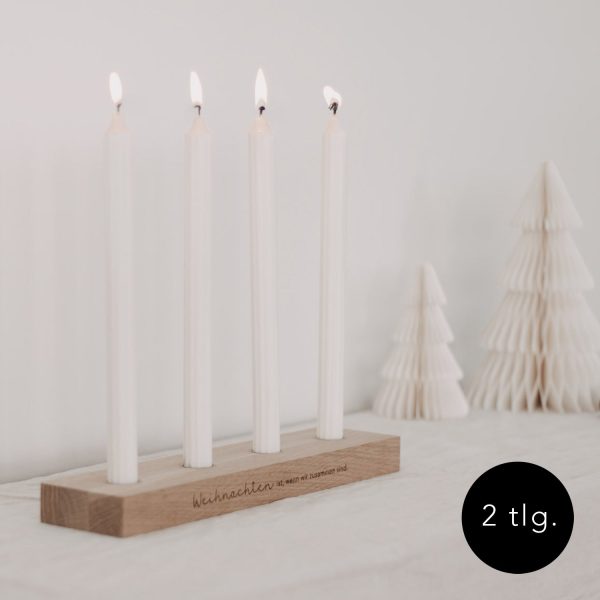 Adventskerzenbrett Weihnachten inkl. Stabkerzen