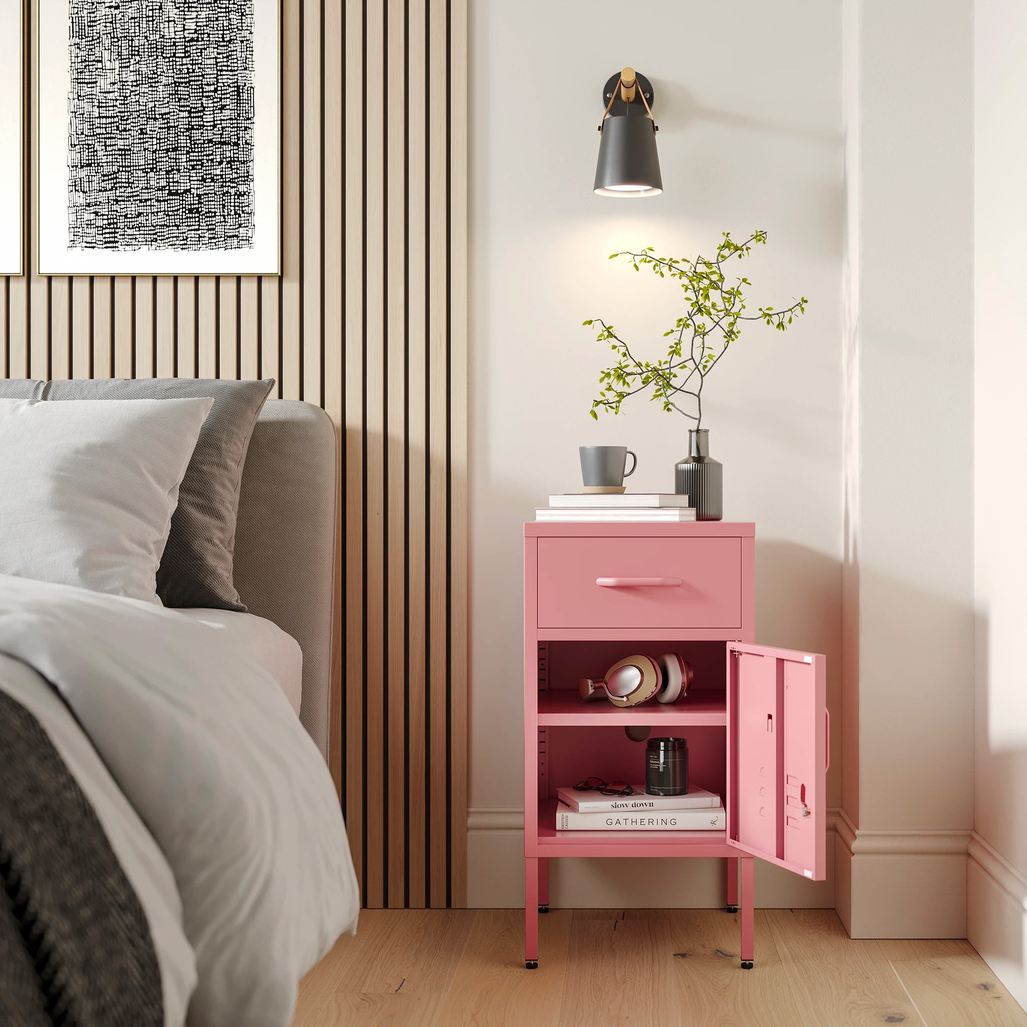 The Bromley - Side Table, Storage Locker Flamingo