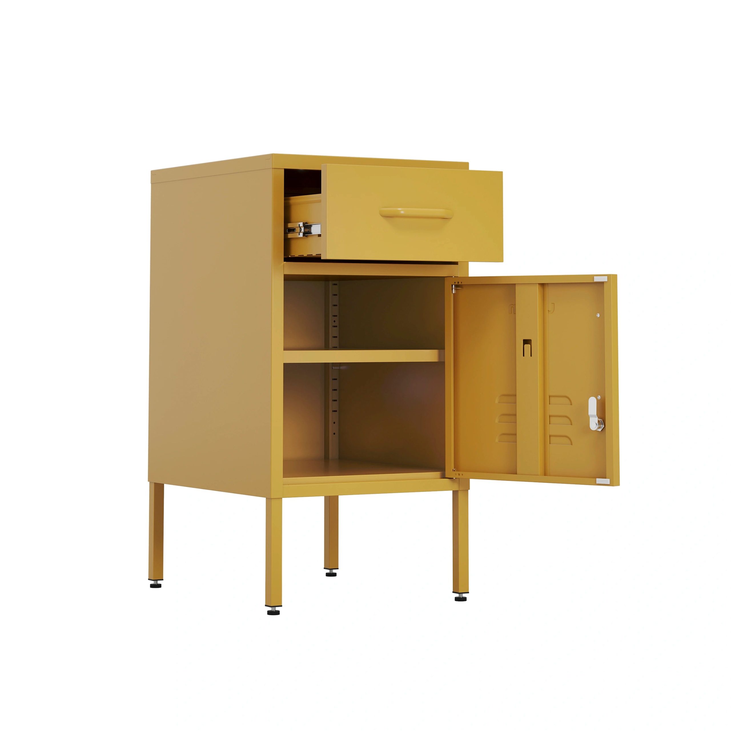 The Bromley - Side Table, Storage Locker Mustard
