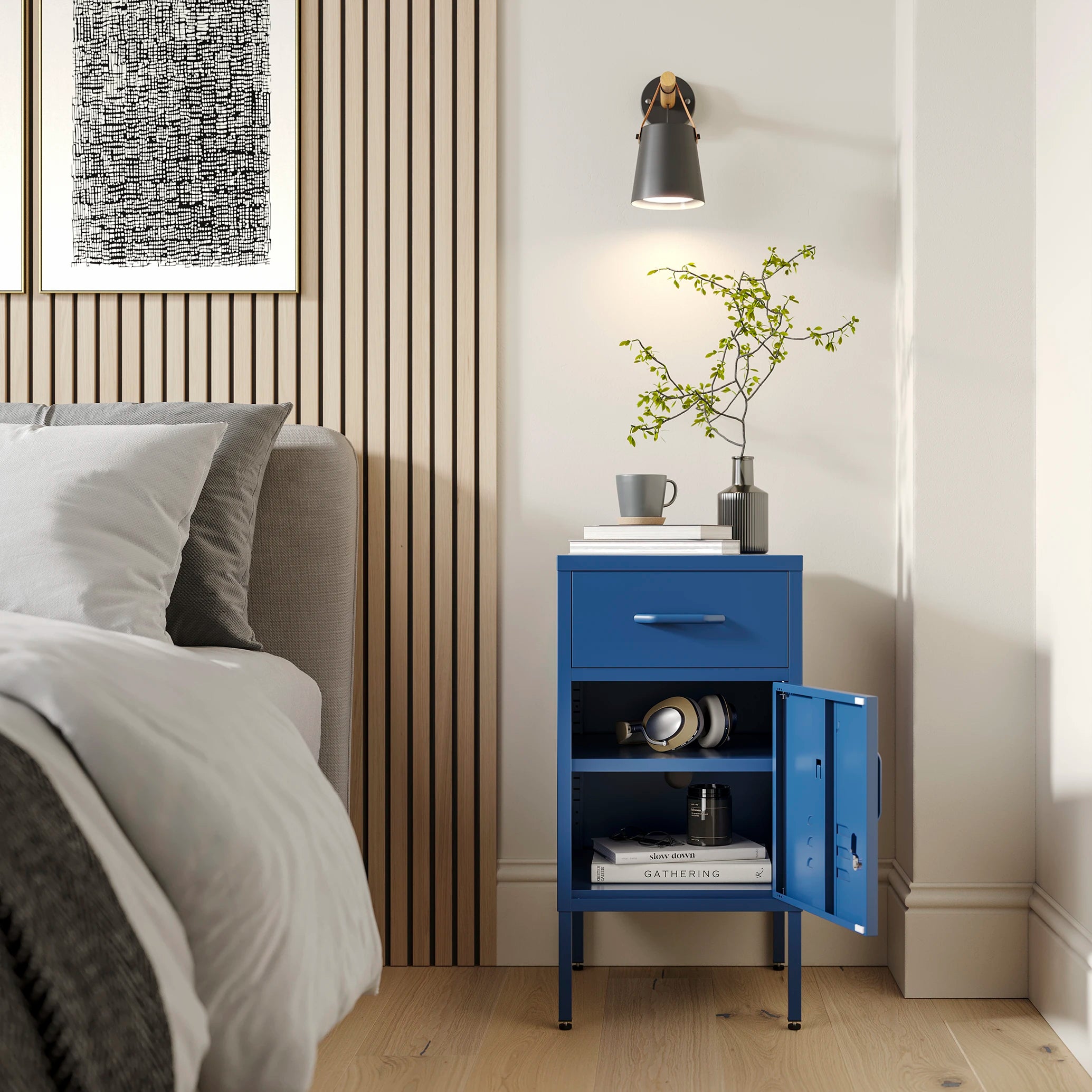 The Bromley - Side Table, Storage Locker Navy
