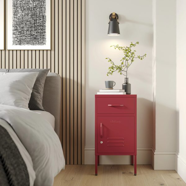 The Bromley - Side Table, Storage Locker Red