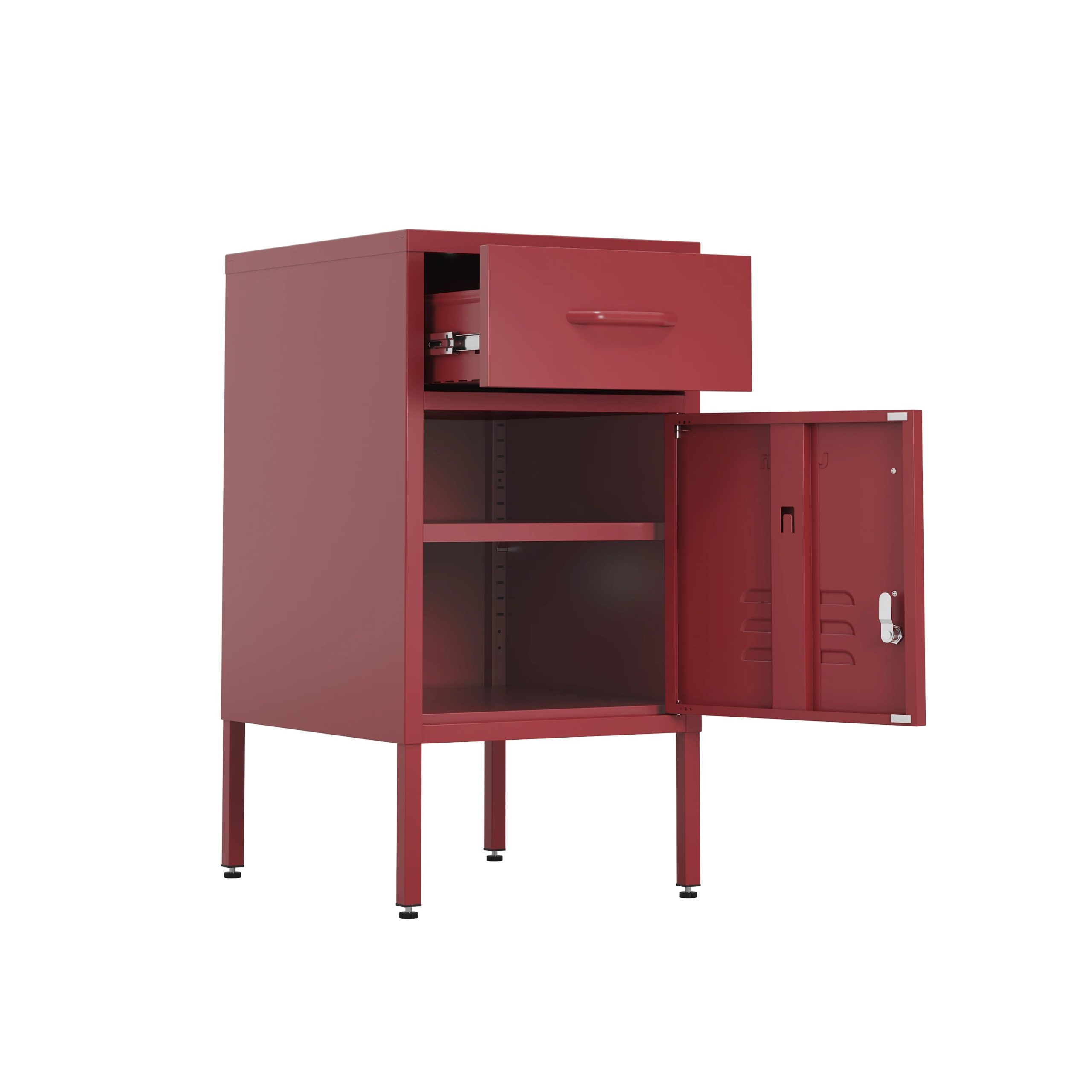 The Bromley - Side Table, Storage Locker Red