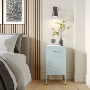 The Bromley - Side Table, Storage Locker Sky Blue