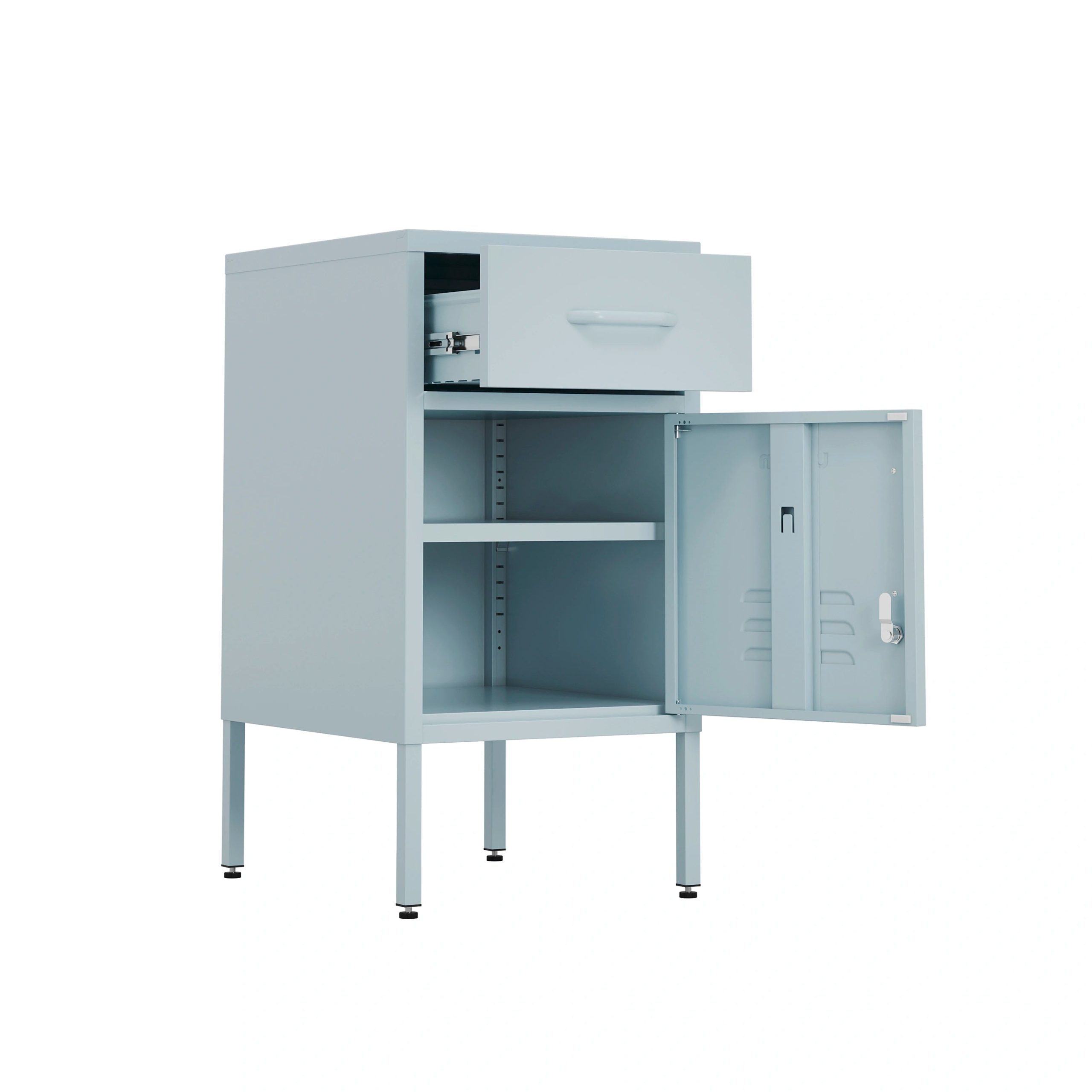 The Bromley - Side Table, Storage Locker Sky Blue