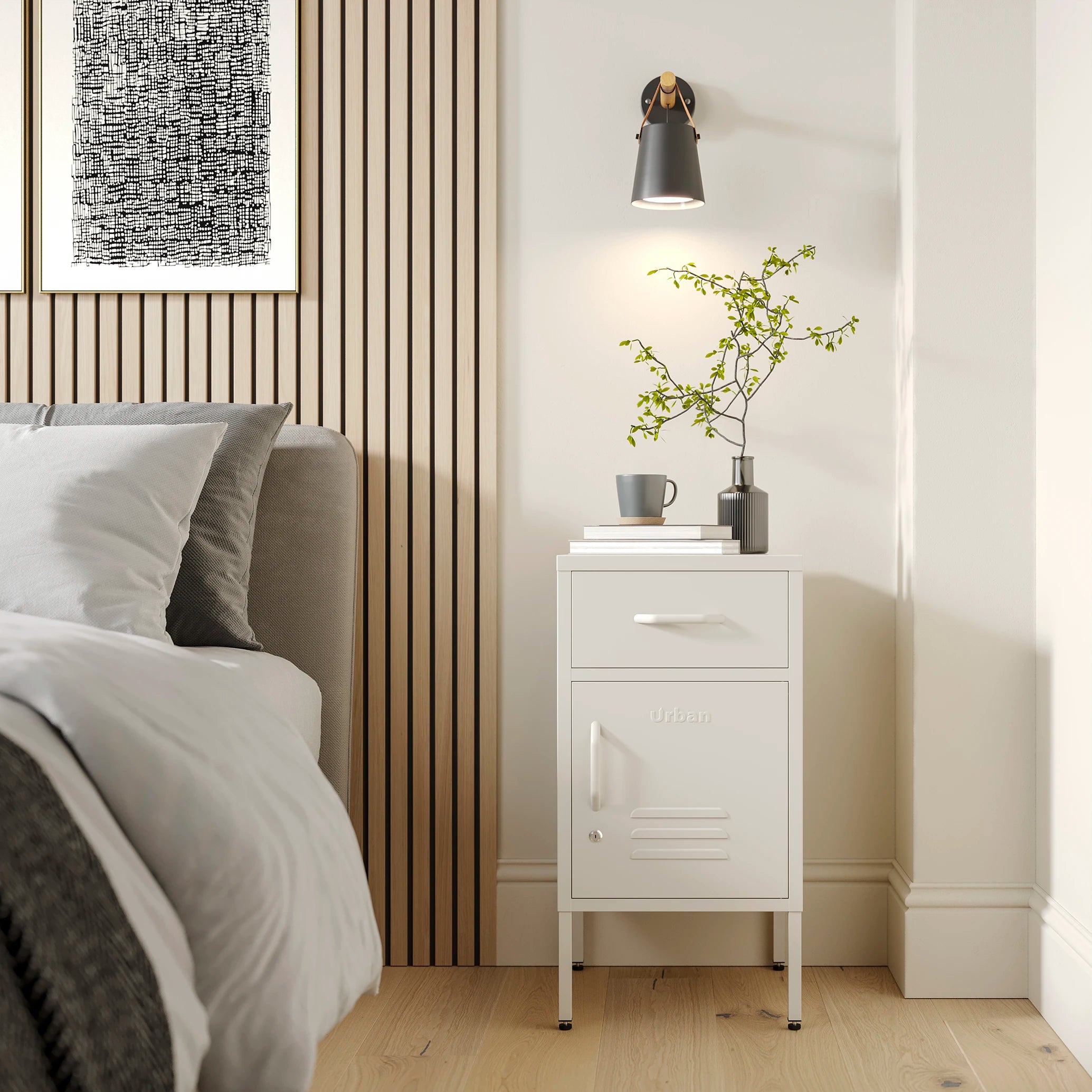 The Bromley - Side Table, Storage Locker Vanilla