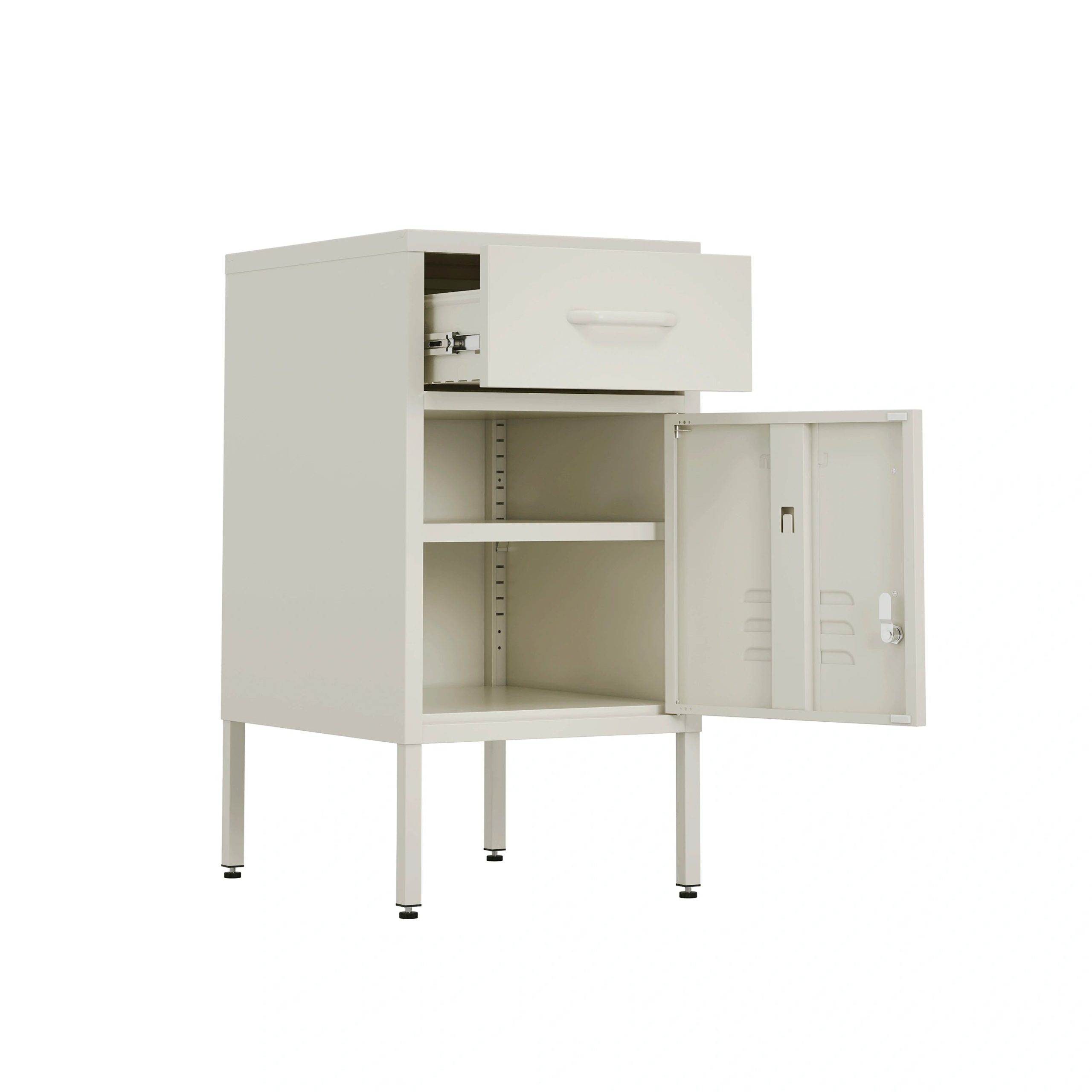The Bromley - Side Table, Storage Locker Vanilla