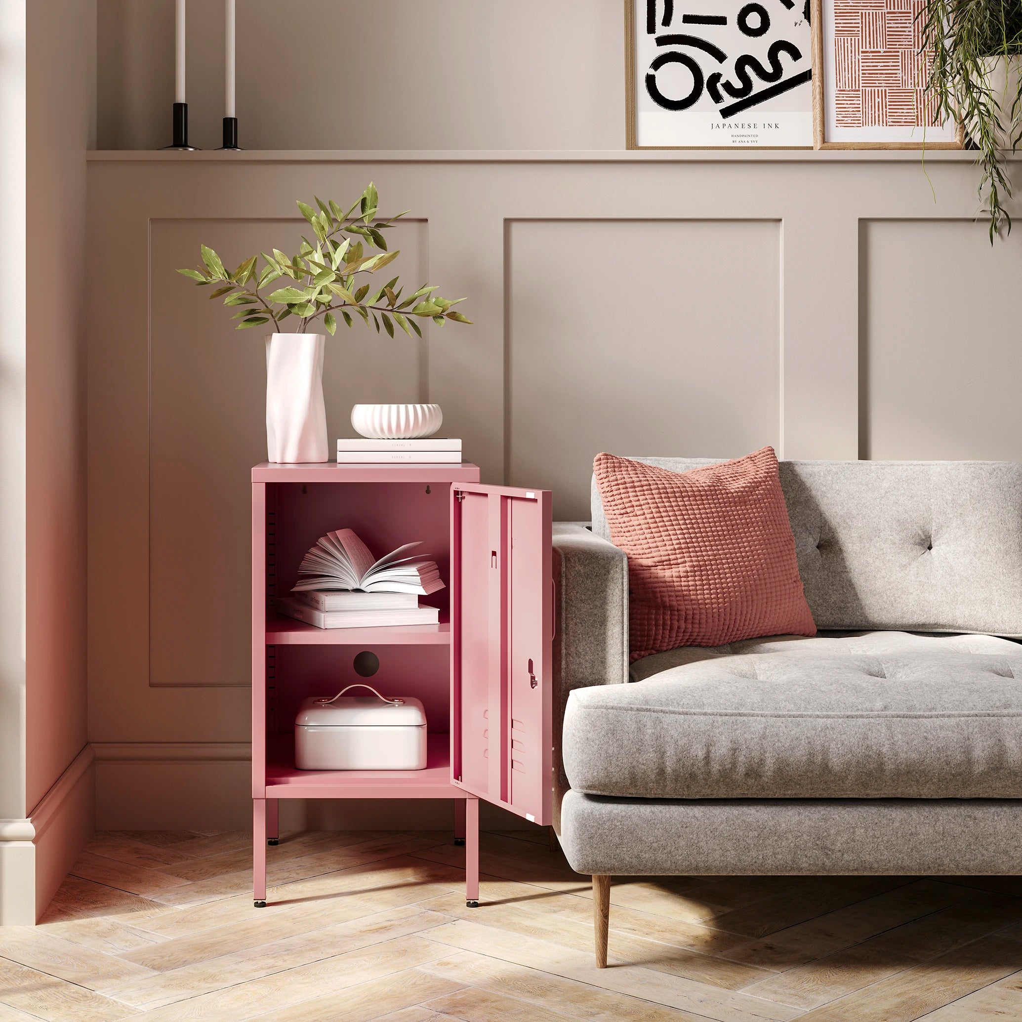 The Camden - Side Table, Storage Locker Flamingo