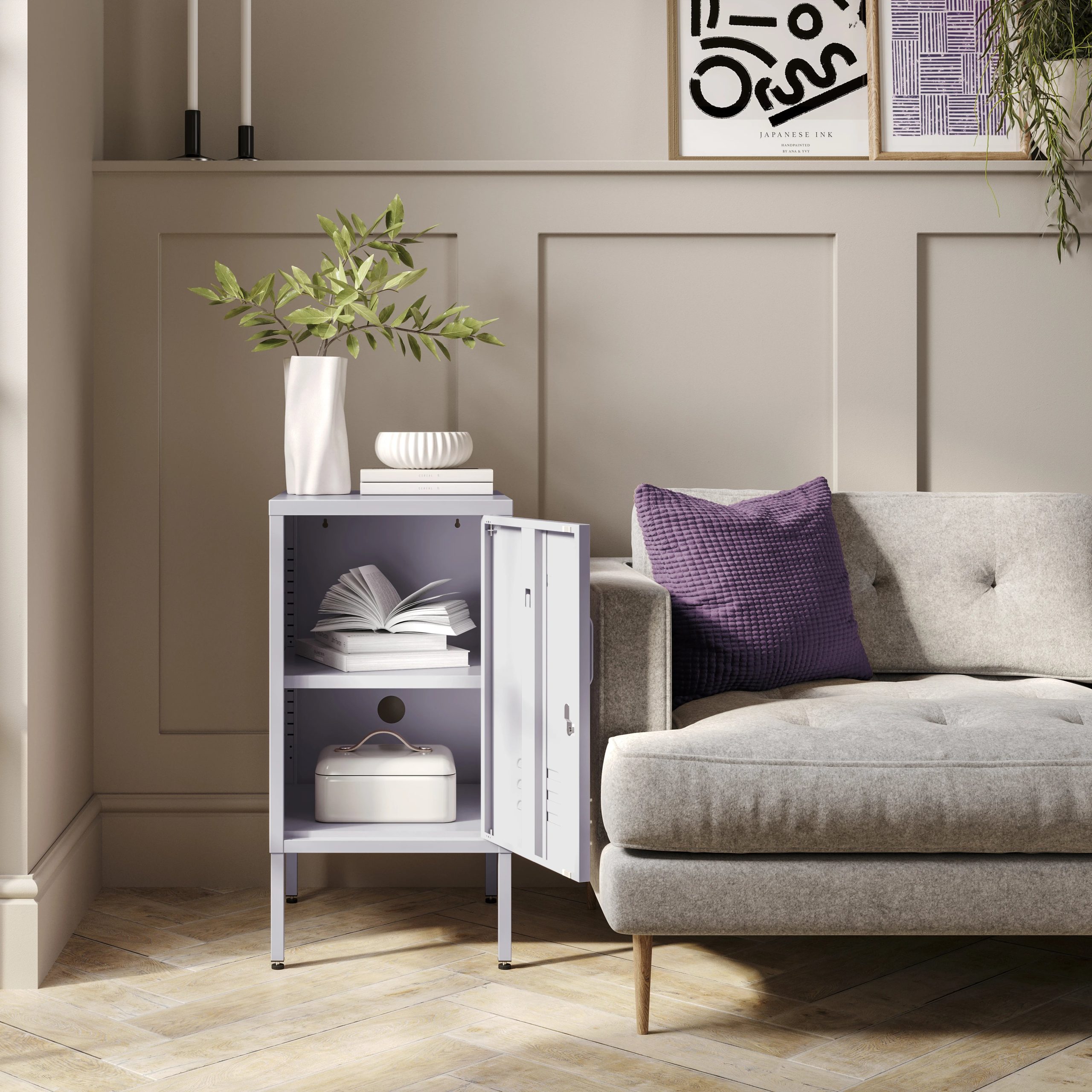 The Camden - Side Table, Storage Locker Lilac