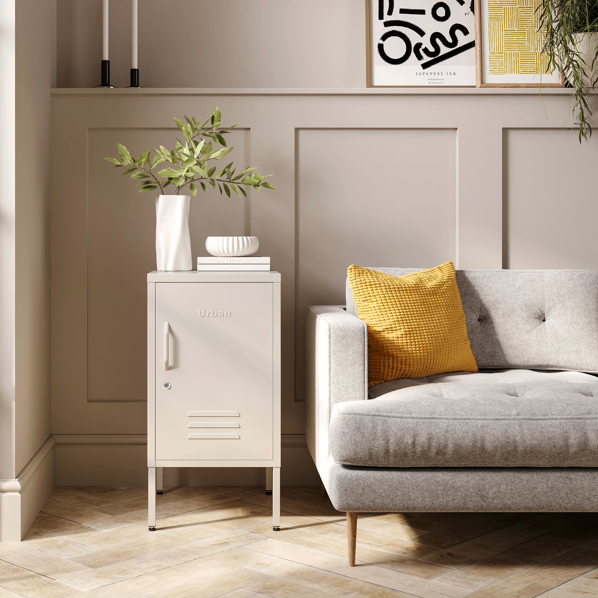 The Camden - Side Table, Storage Locker Vanilla