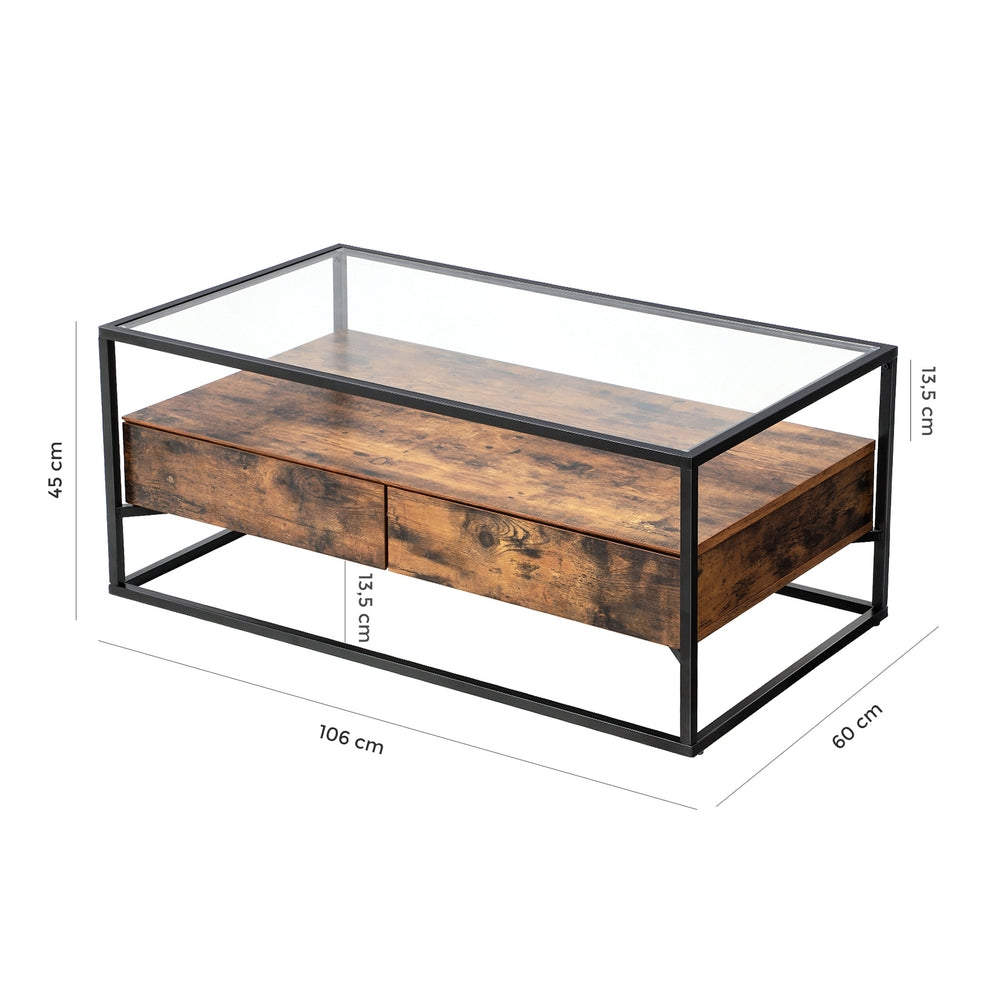 Industrie-Design Couchtisch Glas