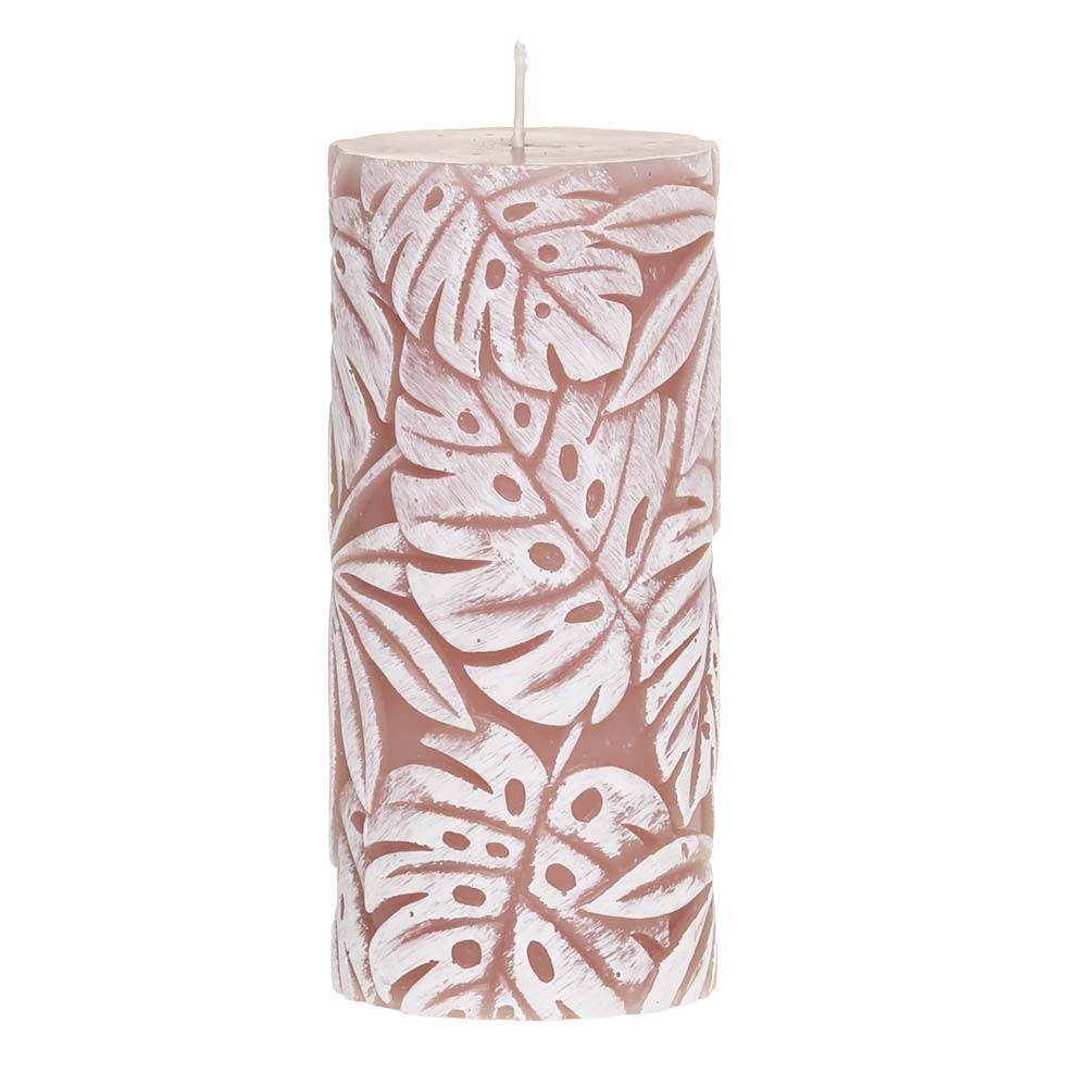 Chic Antique - Stumpenkerze mit Blattmuster Macon