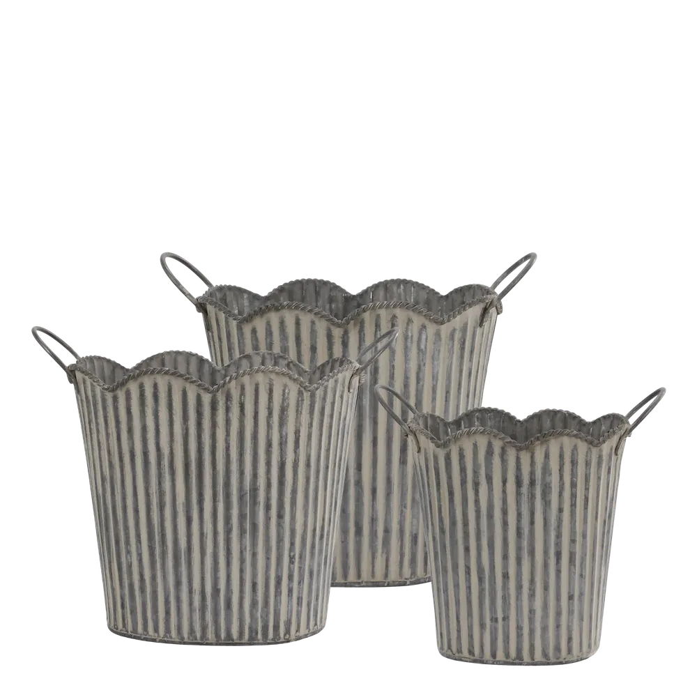 Chic Antique - Übertopf mit Rillen und Griffen 3er-Set