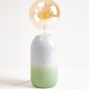 Farol Keramiklampe hellblau salbei