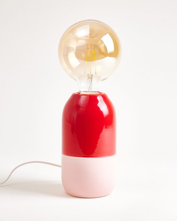 Farol Keramiklampe rot rosé