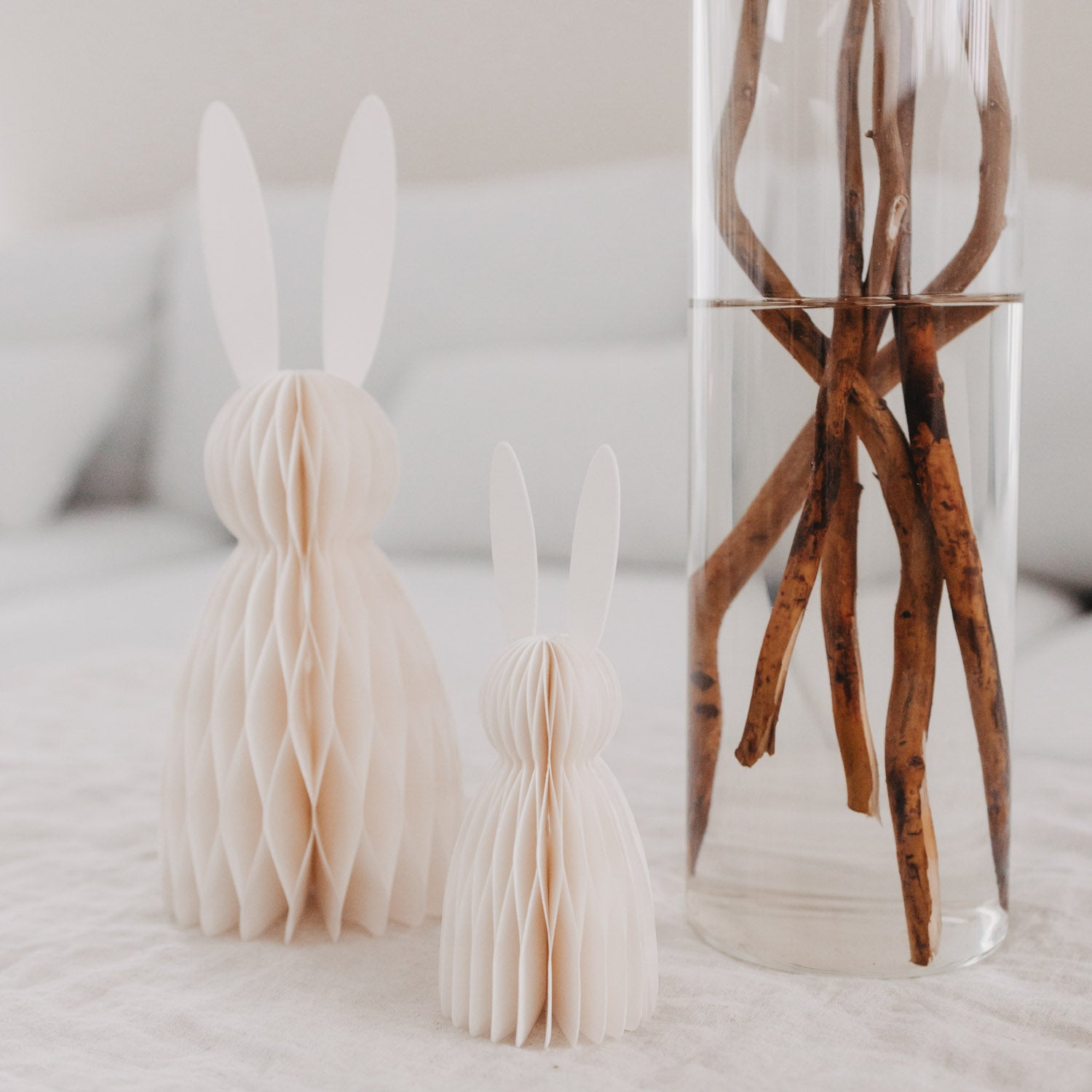 Papierhasen 2er Set beige