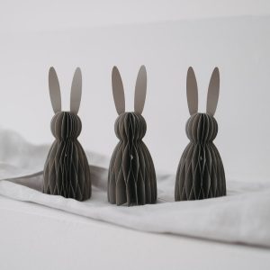 Papierhasen 3er Set klein grau