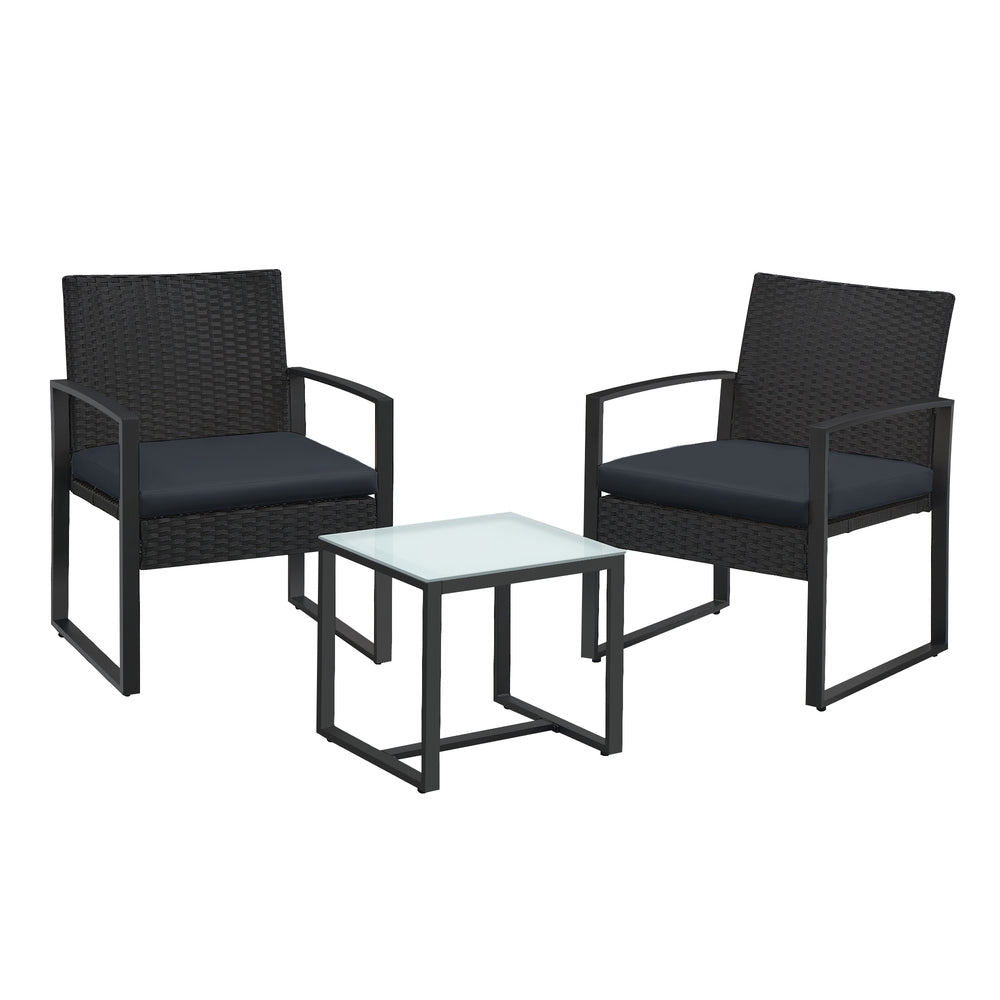 PE-Polyrattan Gartenmöbel-Set mit Tisch und 2 Stühlen