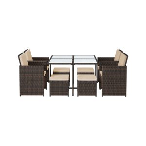 Polyrattan Gartenmöbel 9er-Set