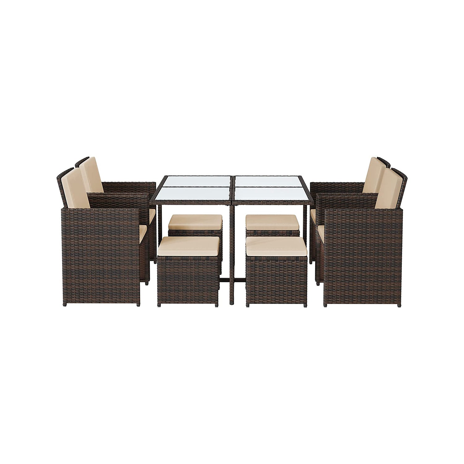 Polyrattan Gartenmöbel 9er-Set