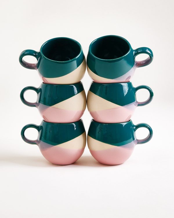 Bica Tasse klein dunkelgrün sand rosa 6er-Set