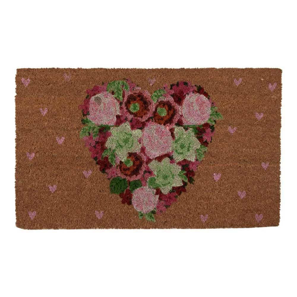 Clayre & Eef - Fußmatte Blumen Herz Kokosfaser
