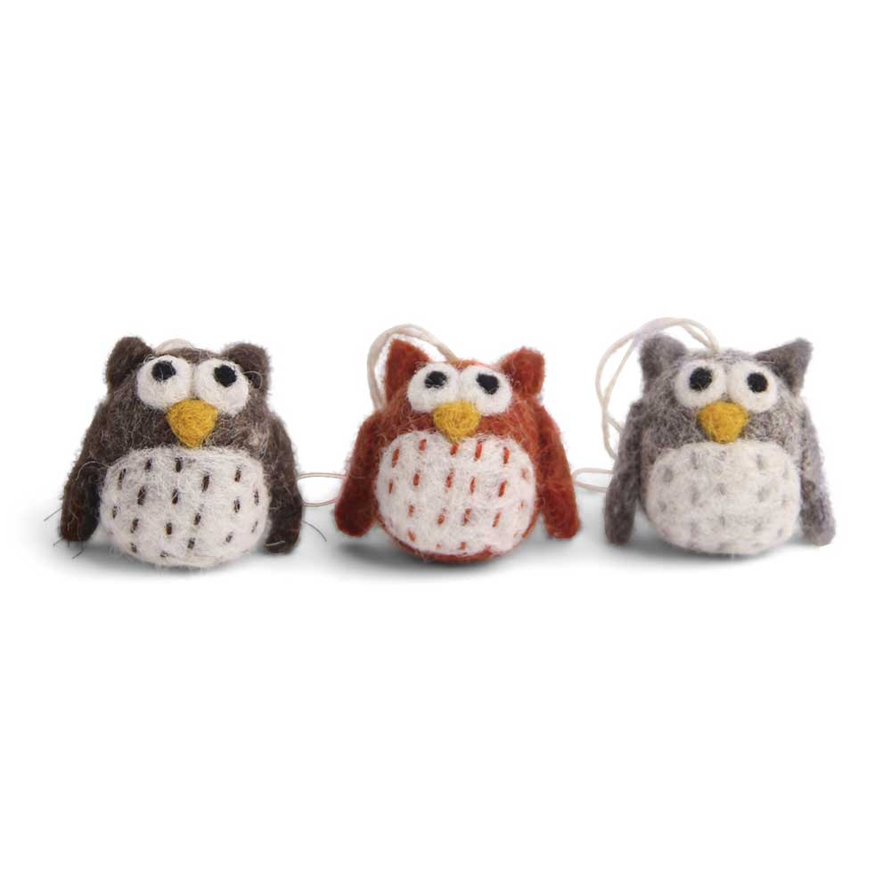 Gry & Sif - Anhänger Eulen Filz 3er-Set