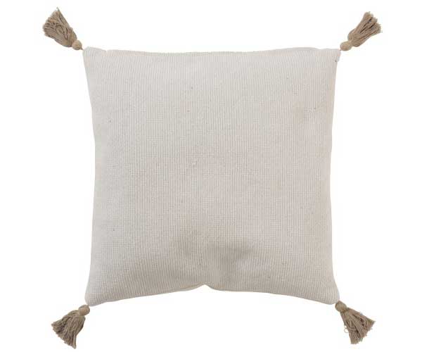 J-Line - Kissen mit Pompoms creme