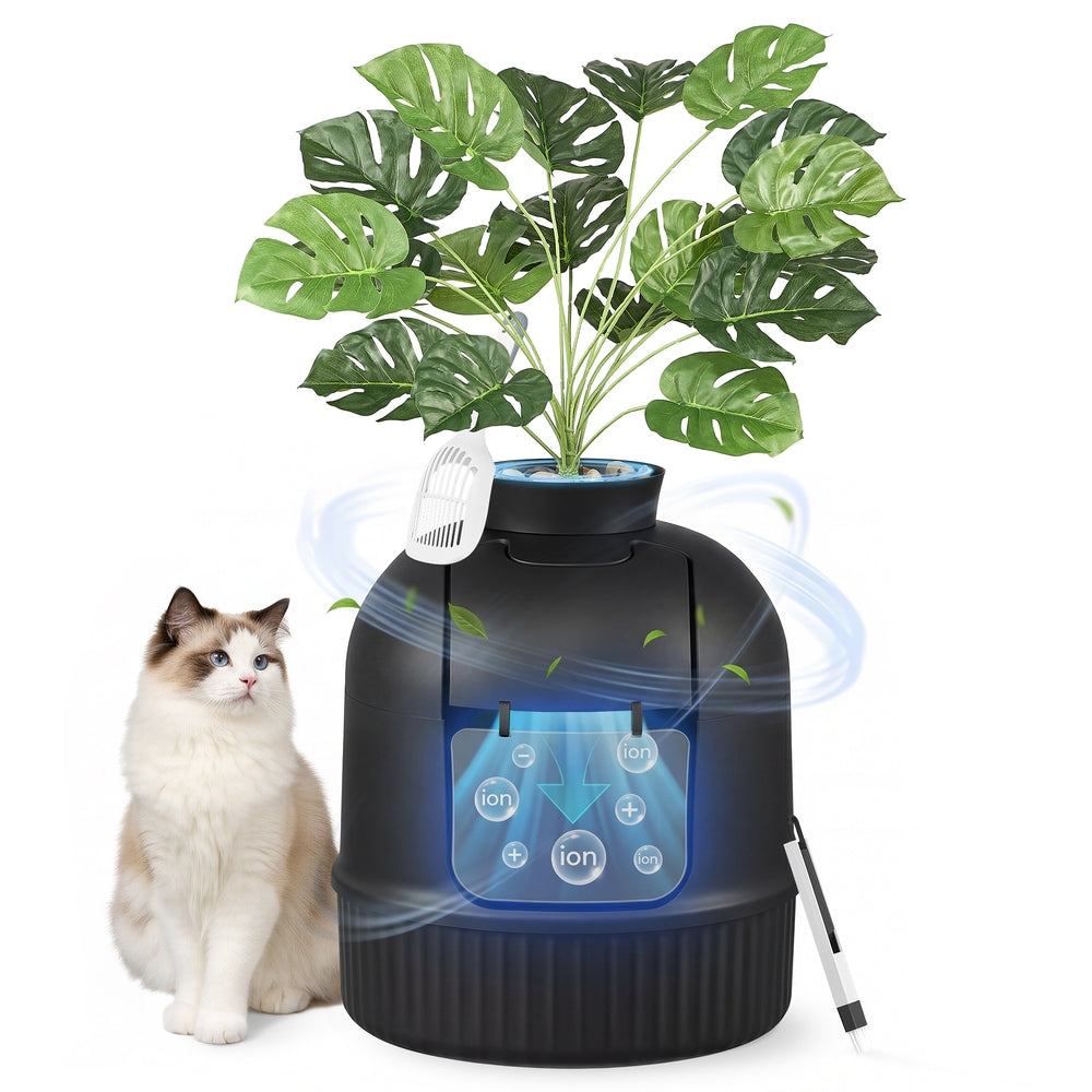 Verstecktes Katzenklo im Blumentopfdesign mit Geruchsfilter