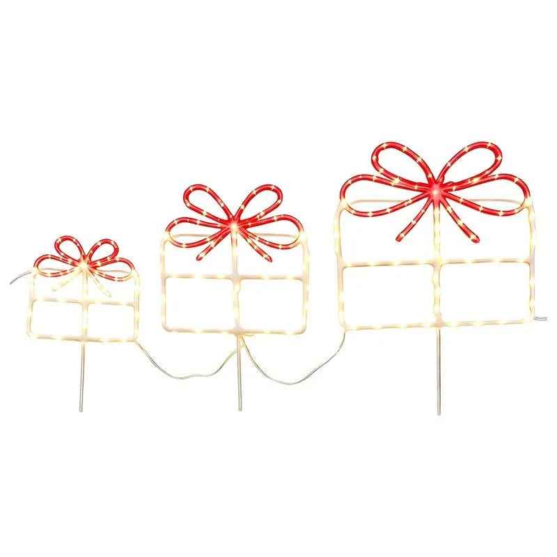 Clayre & Eef - Weihnachtsstecker LED Geschenke 3er Set