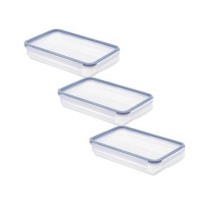 3er Set Kühlschrankdose 1 l flach CLIC & LOCK