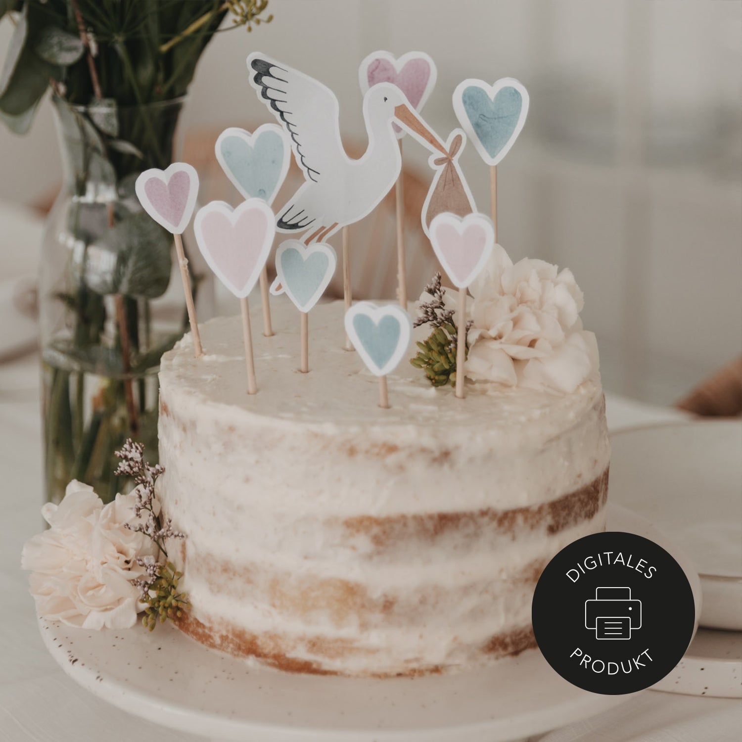 Cake-Topper Storch zum Download