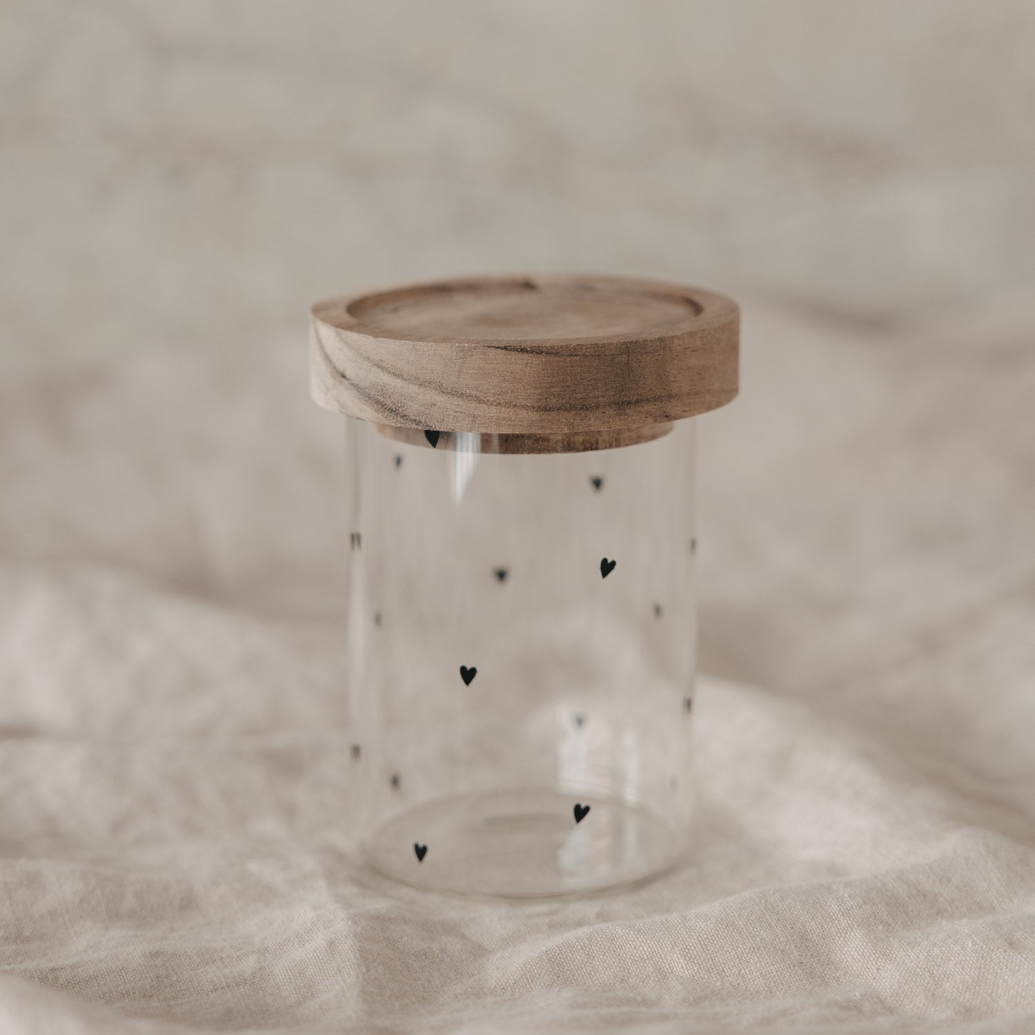 Mini Vorratsglas Herzen schwarz