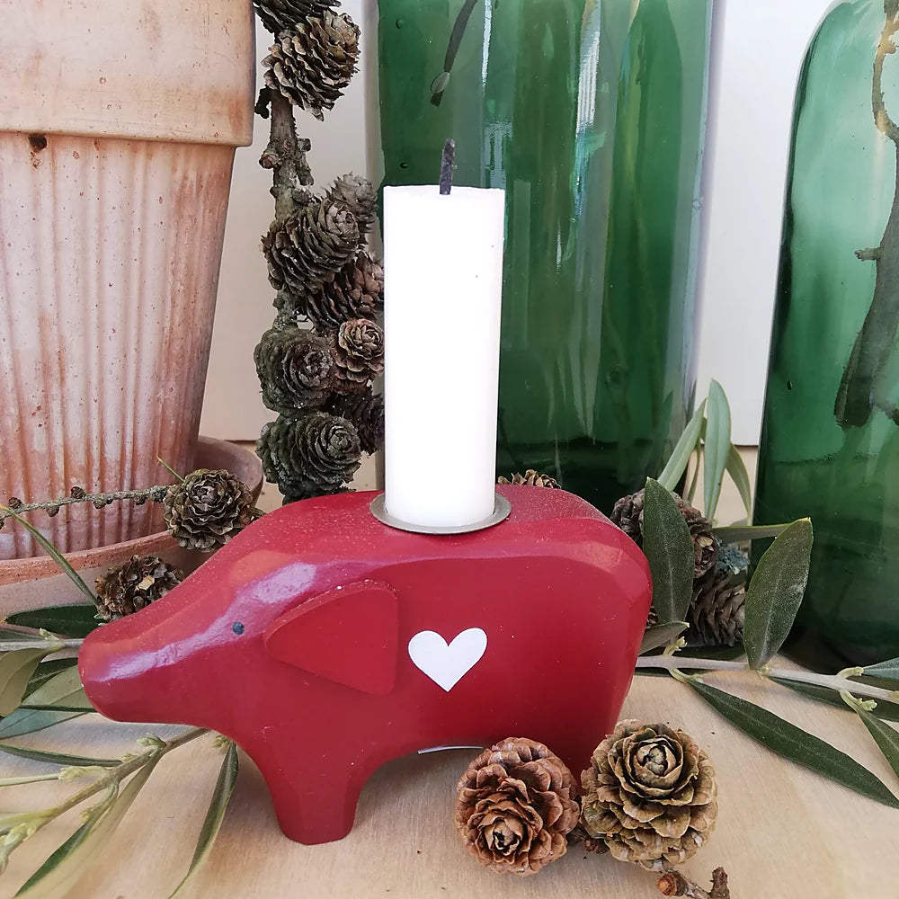 Madleys - Schwein-Kerzenhalter Holz