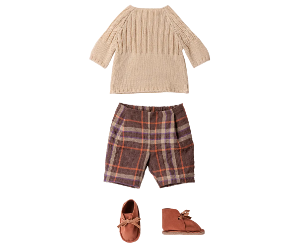 Maileg - Hose und Strickpullover, Größe 4 - Cremeweiß