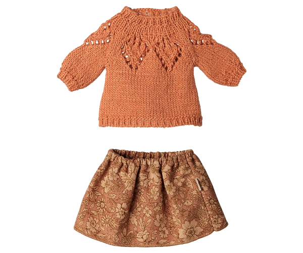 Maileg - Rock und gestrickter Pullover - Mittelgroße Maus