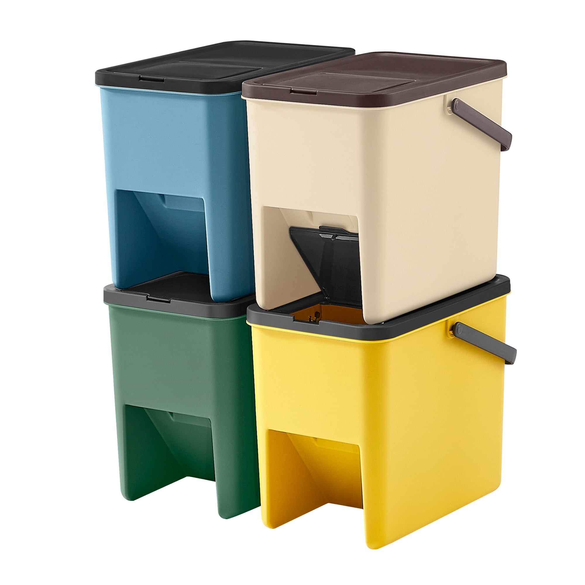 Mülleimer 4er Set je 20 L mit Aufklebern