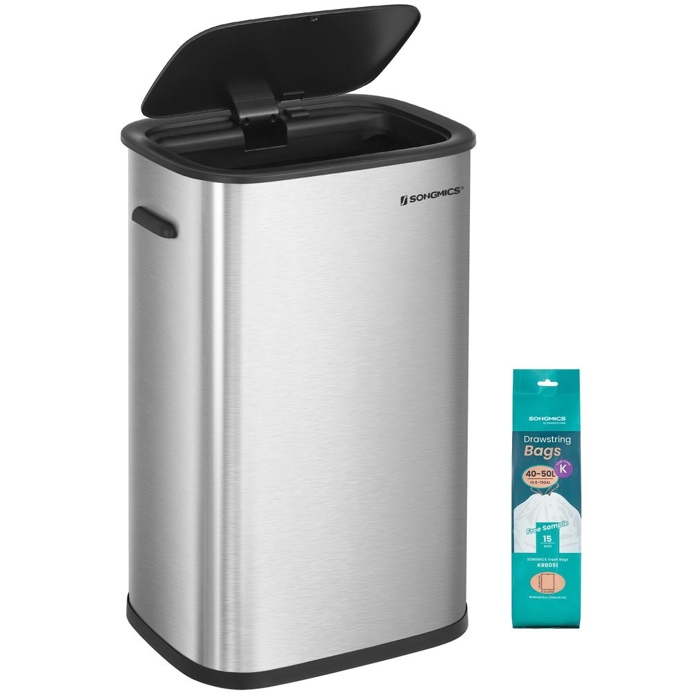 Mülleimer 50 Liter mit Sensor aus Edelstahl silbern