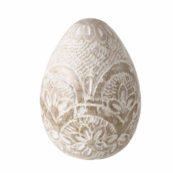 Boltze - Deko-Ei "Telur" aus Holz mit geschnitztem Muster