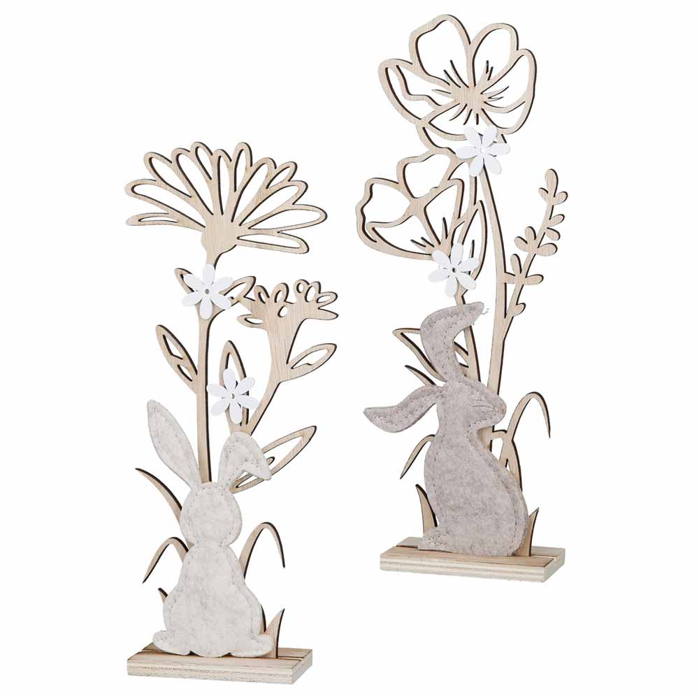 Gilde - Hase & Blume Deko Holz Standrelief