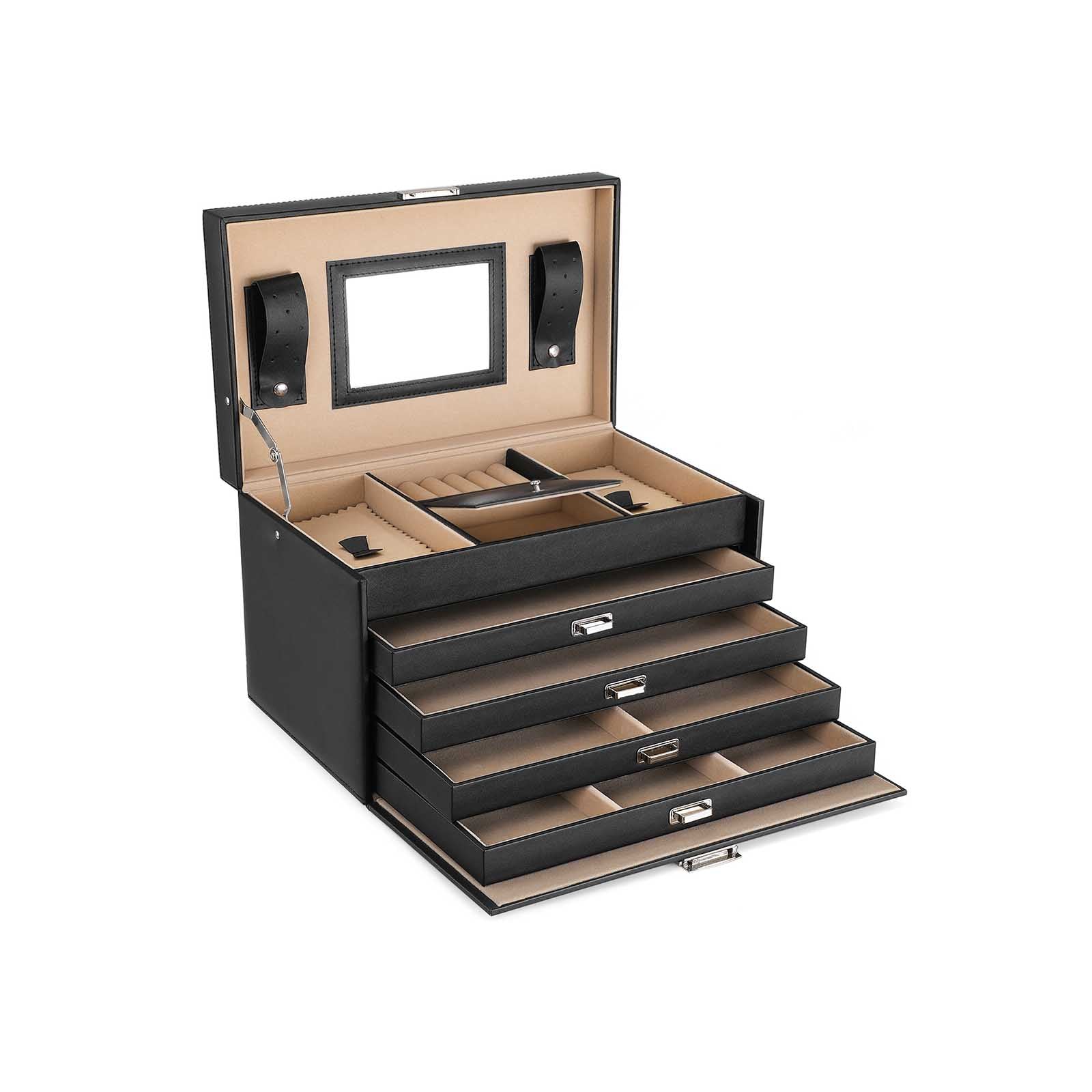 Elegante Schmuckbox Kunstleder Schwarz