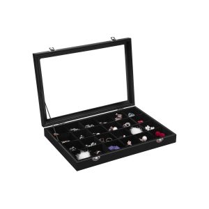 Schmuckbox 24 Fächer Schwarz