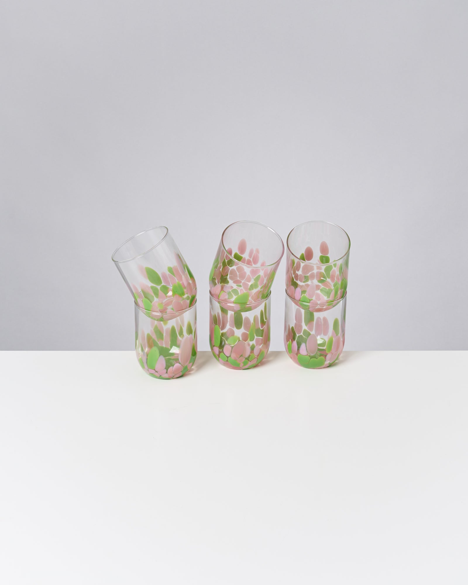 Alegria Glas groß rosa grün 6er-Set
