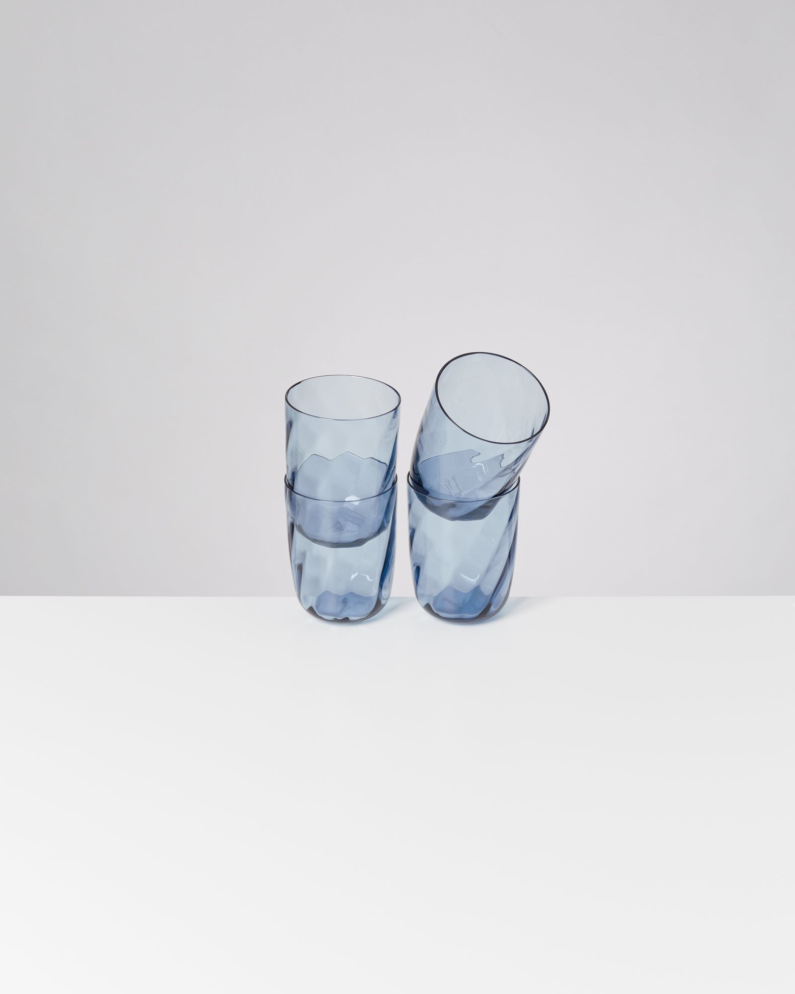 Calma Glas groß swirl blau 4er-Set