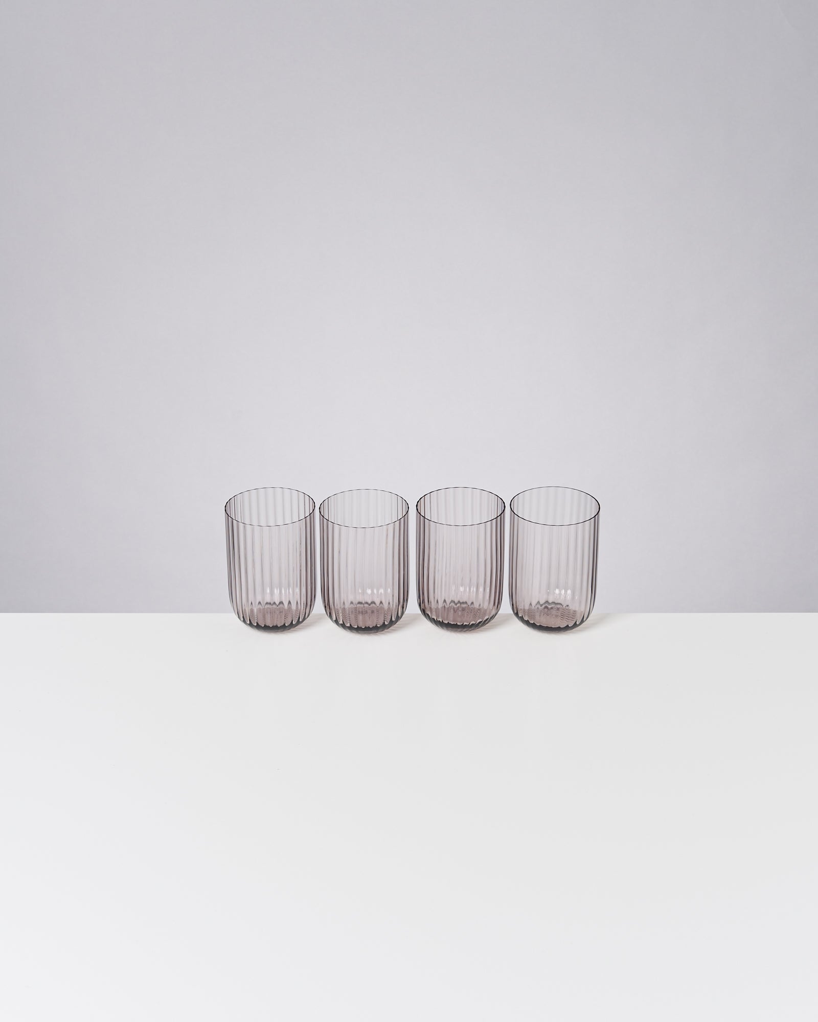 Joia Glas klein riffled grau 4er-Set