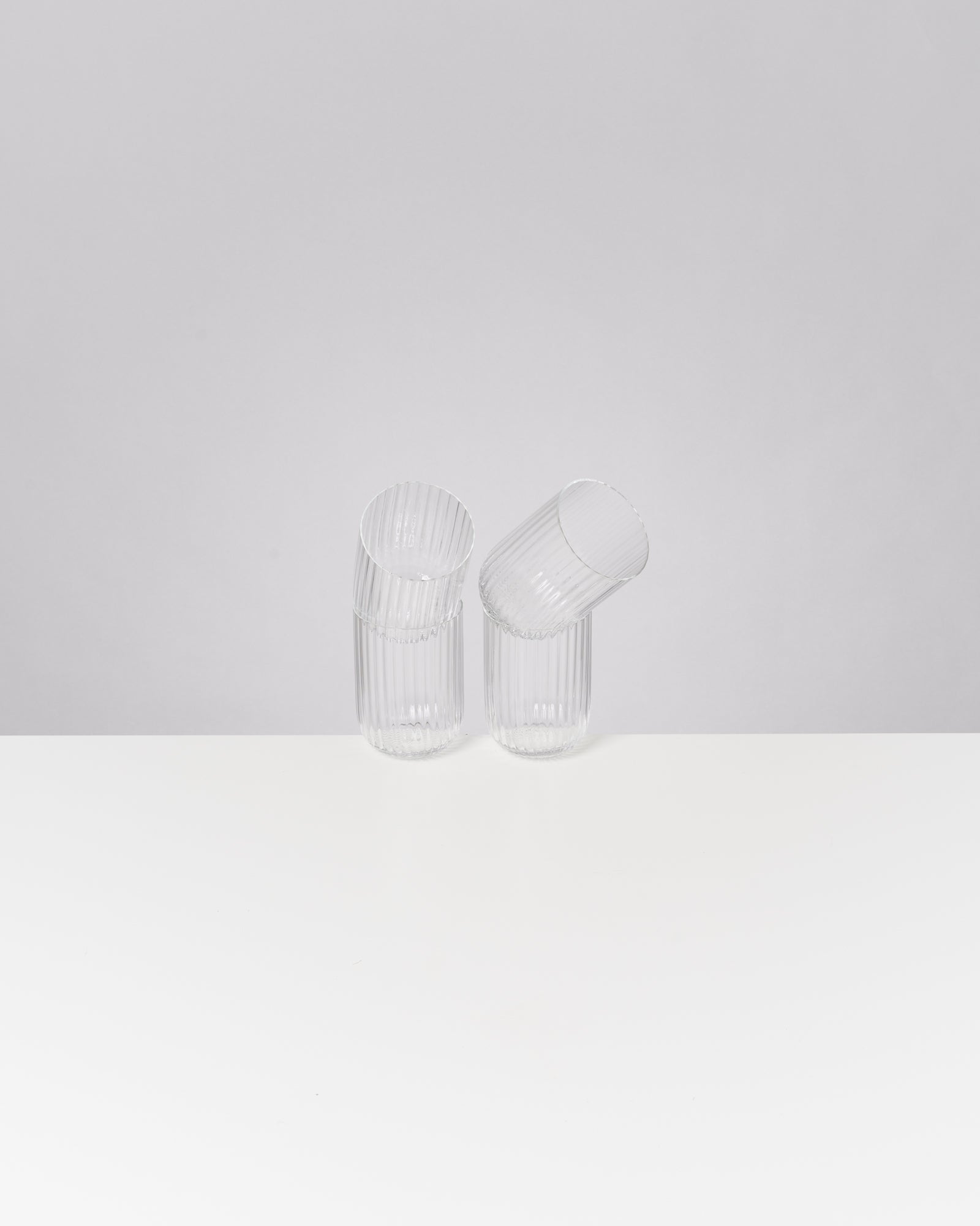 Joia Glas klein riffled transparent 4er-Set