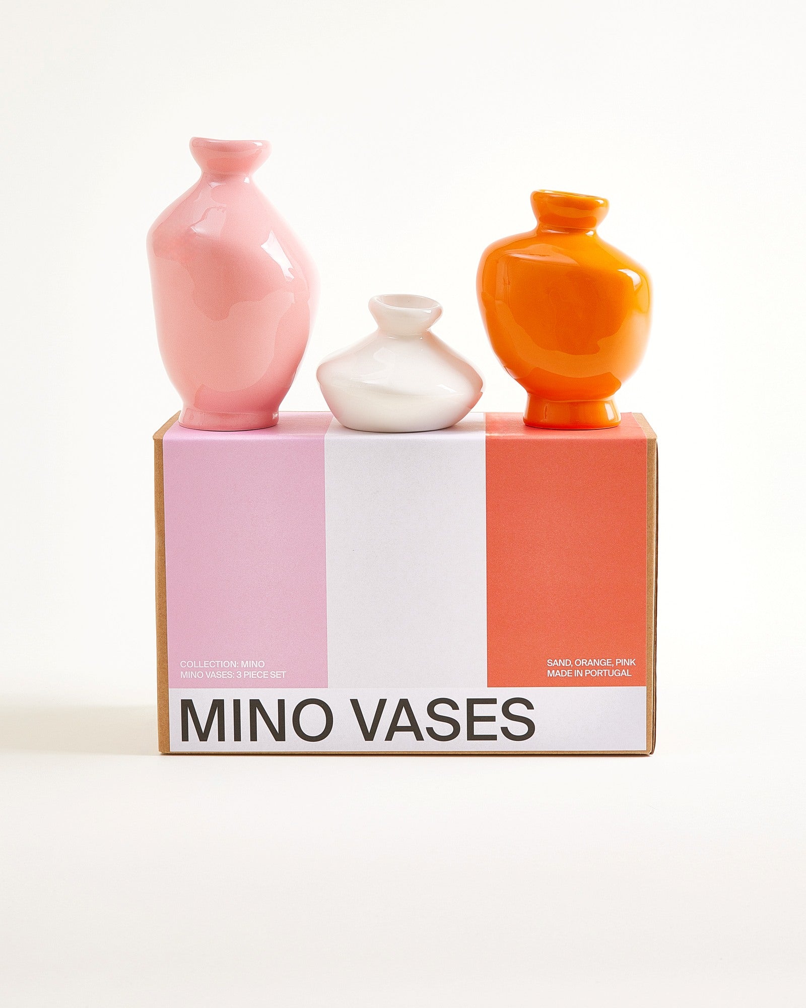 Mino Vase S 3er-Set sand orange rosa