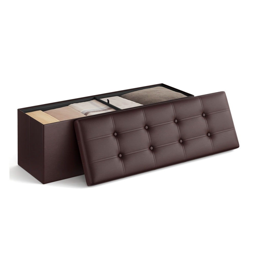 Sitztruhe 110 cm Kunstleder Braun